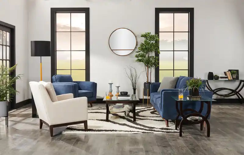 28.5 Linen-Look Fabric Accent Chair with Wood Base