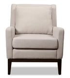 Fauteuil d'appoint 28,5 en tissu aspect lin avec base en bois