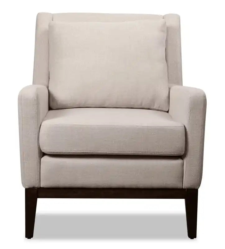 28.5 Linen-Look Fabric Accent Chair with Wood Base