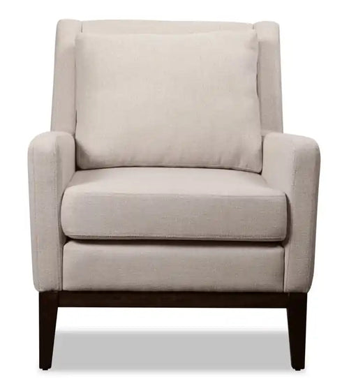 28.5 Linen-Look Fabric Accent Chair with Wood Base