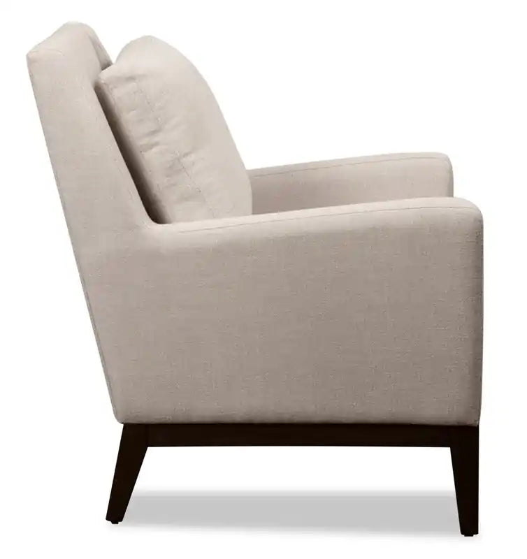 28.5 Linen-Look Fabric Accent Chair with Wood Base