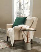 Fauteuil d'appoint 28,5 en tissu aspect lin avec base en bois