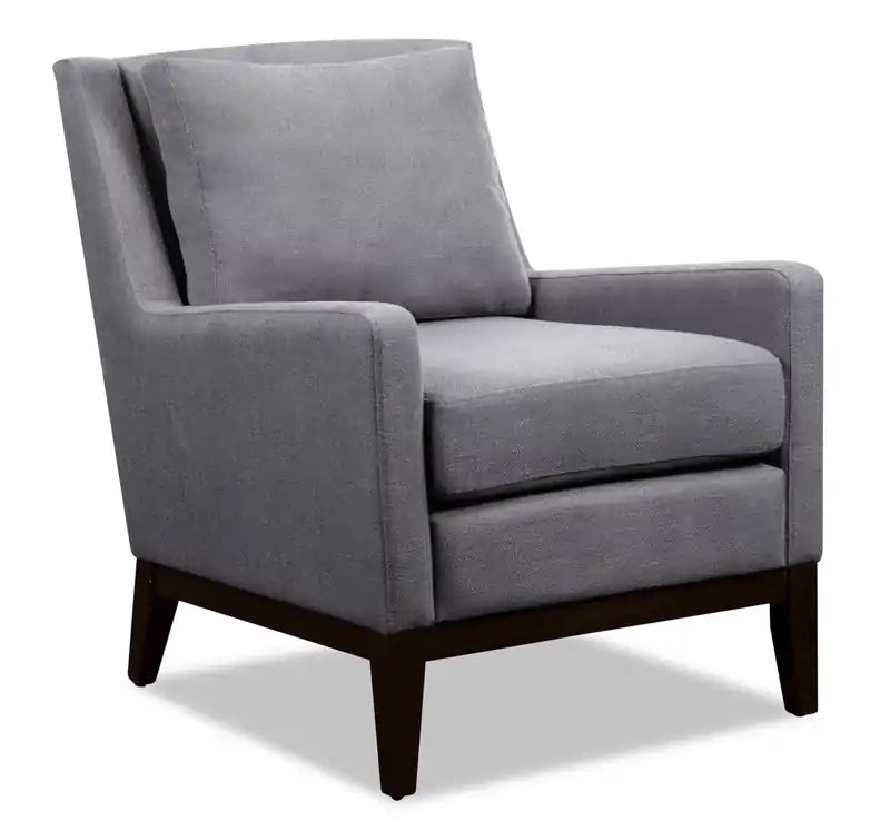 28.5 Linen-Look Fabric Accent Chair with Wood Base