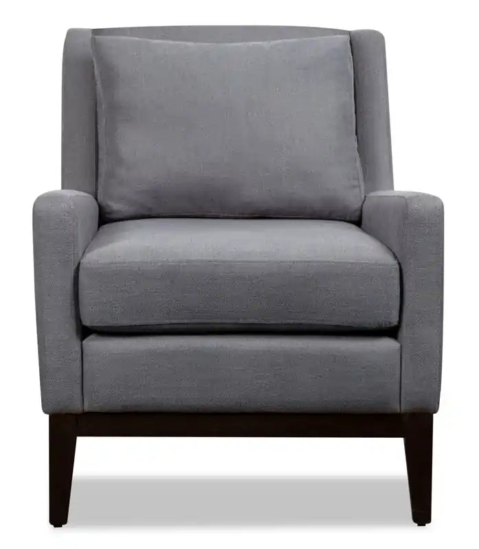 28.5 Linen-Look Fabric Accent Chair with Wood Base