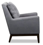 Fauteuil d'appoint 28,5 en tissu aspect lin avec base en bois