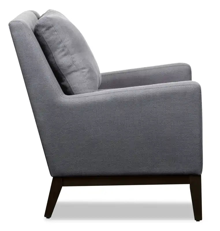 28.5 Linen-Look Fabric Accent Chair with Wood Base