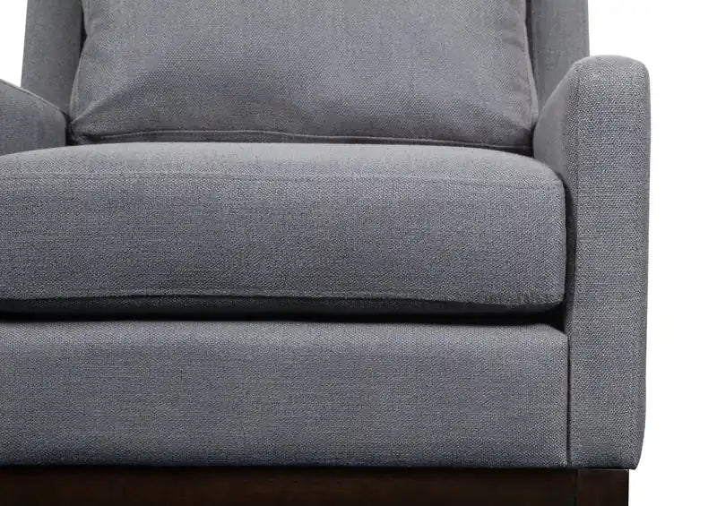 28.5 Linen-Look Fabric Accent Chair with Wood Base
