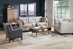 Fauteuil d'appoint 28,5 en tissu aspect lin avec base en bois