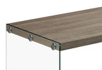 44 Table basse moderne – Gris-brun avec base en verre