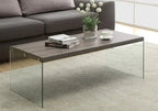 44 Table basse moderne – Gris-brun avec base en verre
