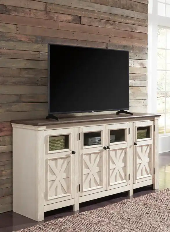 Bolanburg 75 Rustic TV Stand with Storage and Cable Management for TVs up to 85- Antique White
