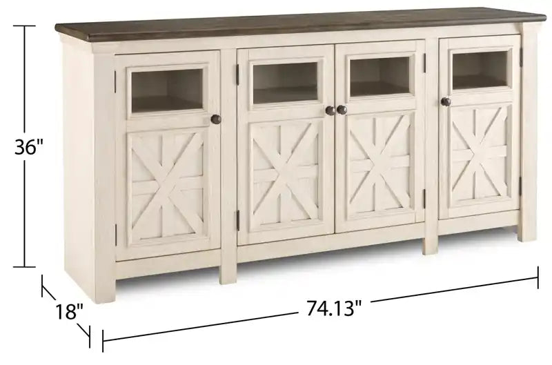 Bolanburg 75 Rustic TV Stand with Storage and Cable Management for TVs up to 85- Antique White