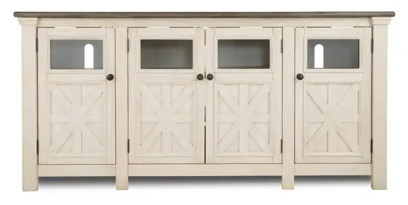Bolanburg 75 Rustic TV Stand with Storage and Cable Management for TVs up to 85- Antique White
