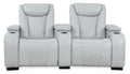 Cinema 79.6 Leather-Look Fabric Power Reclining Home Theatre Seating with Two Seats - Cosmic Fog Grey