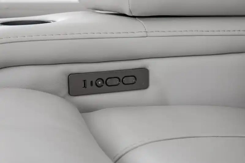 79.6 Leather-Look Fabric Power Reclining Home Theatre Seating with Two Seats - Cosmic Fog Grey