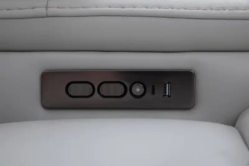 79.6 Leather-Look Fabric Power Reclining Home Theatre Seating with Two Seats - Cosmic Fog Grey
