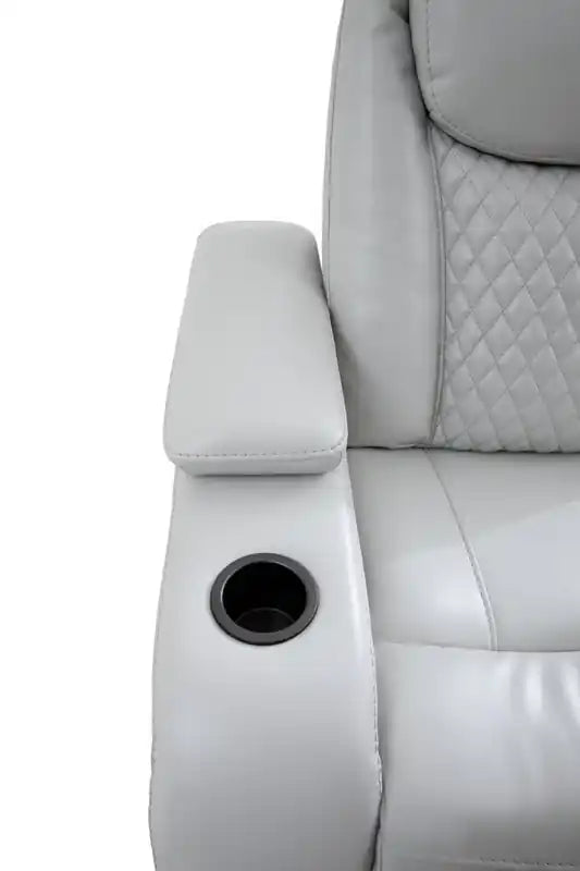 79.6 Leather-Look Fabric Power Reclining Home Theatre Seating with Two Seats - Cosmic Fog Grey