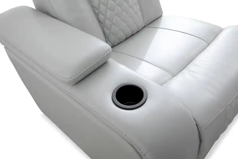 79.6 Leather-Look Fabric Power Reclining Home Theatre Seating with Two Seats - Cosmic Fog Grey
