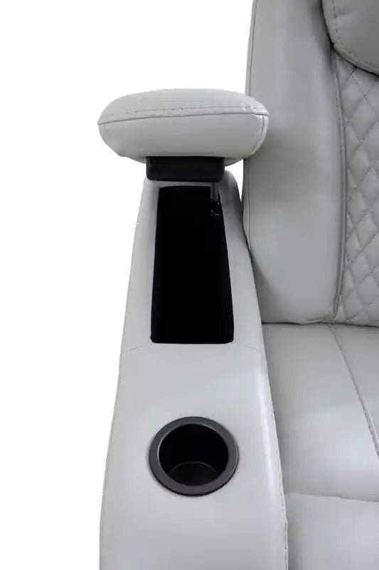79.6 Leather-Look Fabric Power Reclining Home Theatre Seating with Two Seats - Cosmic Fog Grey
