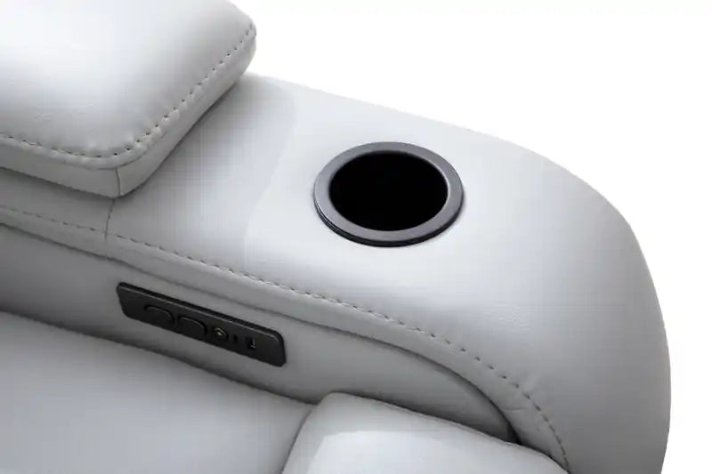 79.6 Leather-Look Fabric Power Reclining Home Theatre Seating with Two Seats - Cosmic Fog Grey