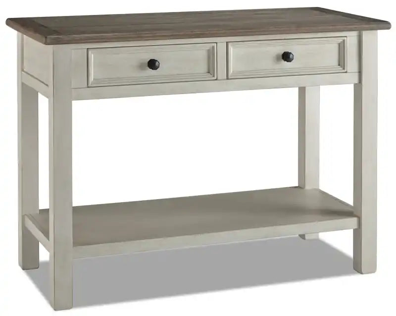 Colby 46 Rustic Sofa Table with Storage and Shelf - Two Tone Wood
