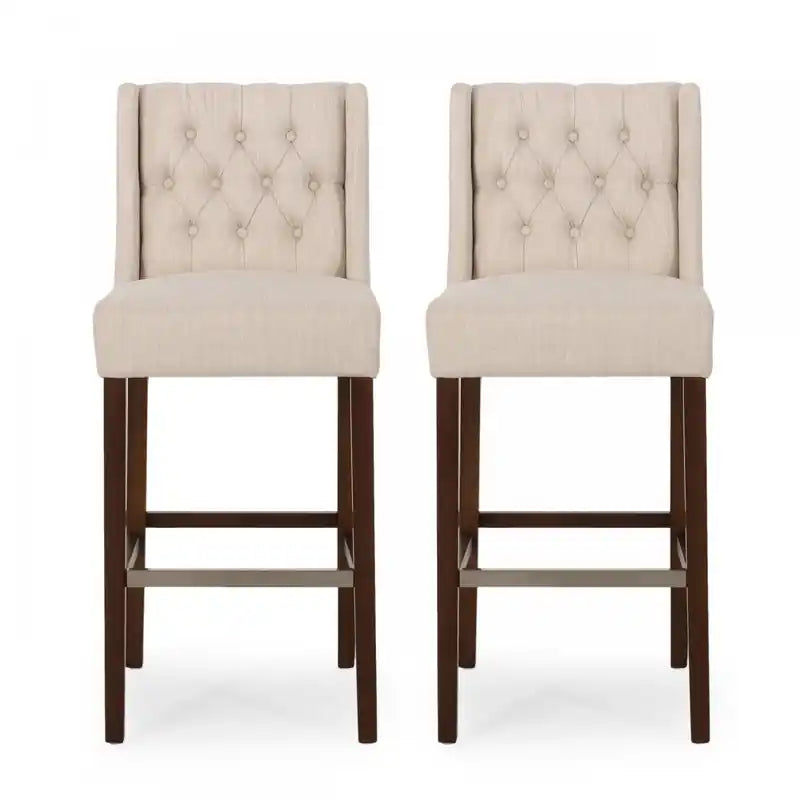 Bruce 30.5 Counter Height Bar Stools Set Of 2 With Metal Legs And Fabric Upholstery