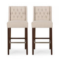 Bruce 30.5 Counter Height Bar Stools Set Of 2 With Metal Legs And Fabric Upholstery