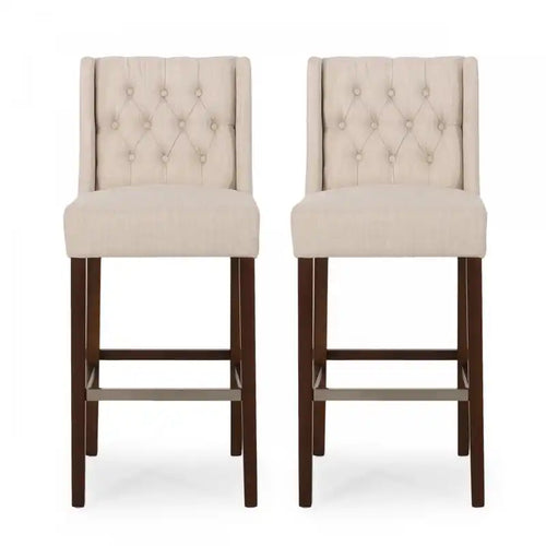 Bruce 30.5 Counter Height Bar Stools Set Of 2 With Metal Legs And Fabric Upholstery