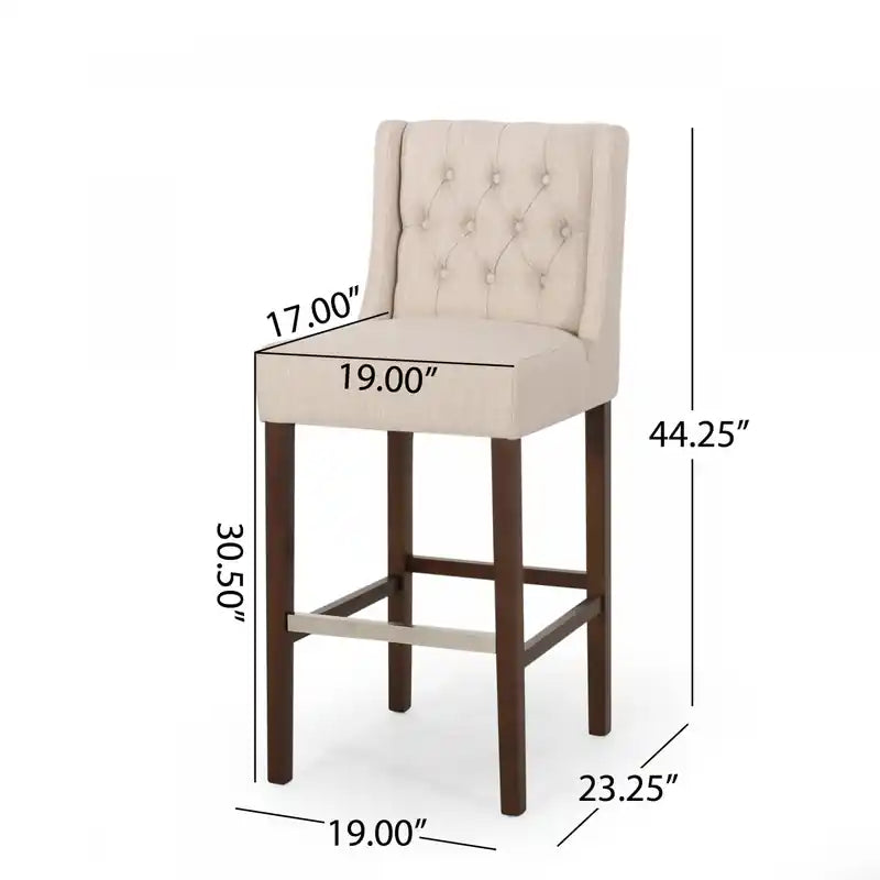30.5 Counter Height Bar Stools Set Of 2 With Metal Legs And Fabric Upholstery