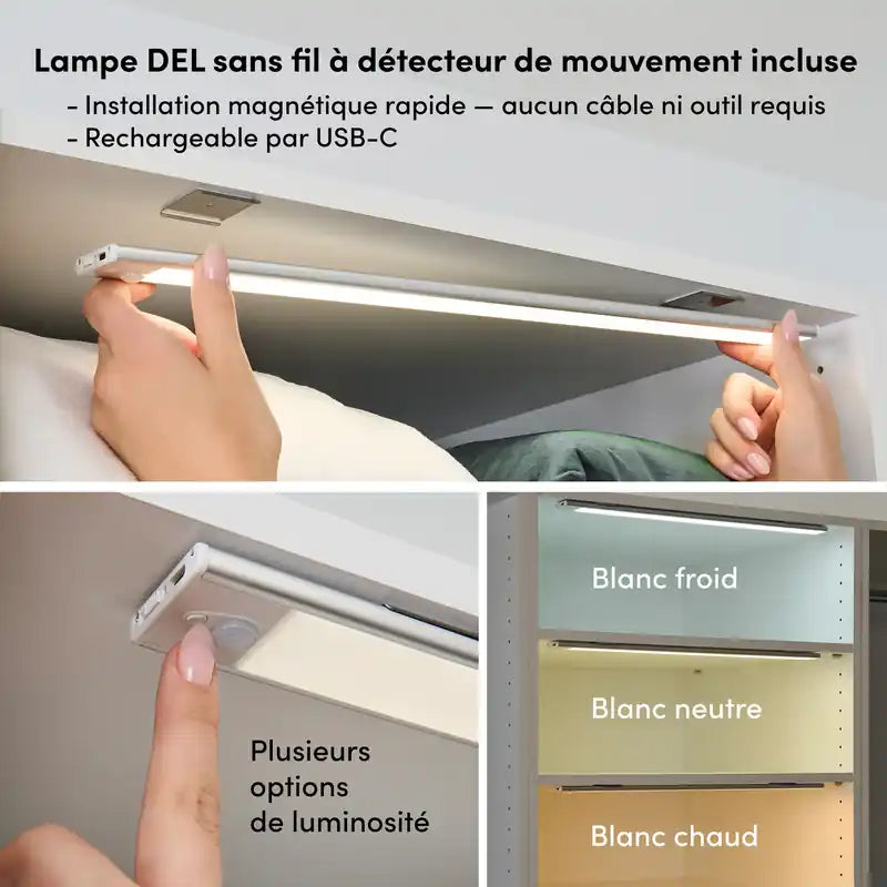 85 Modular L-Shaped Walk-In Closet System with LED Lights, Rods, Drawers and Shoe S
