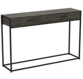 48 Modern Console Table With 2 Drawers - Dark Grey Wood With Black Metal