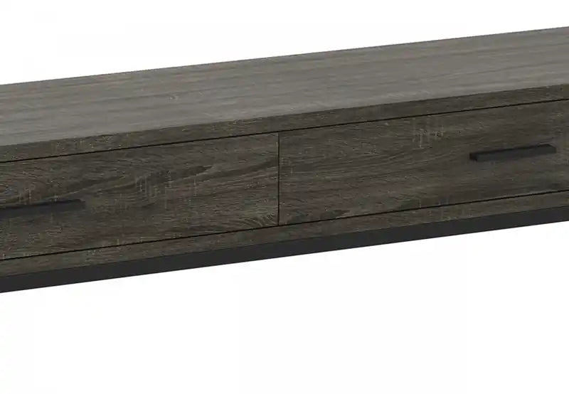 48 Modern Console Table With 2 Drawers - Dark Grey Wood With Black Metal