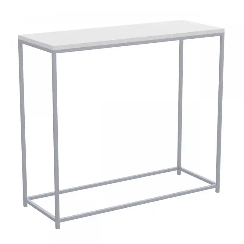 31 Modern Console Table - White With Silver Metal