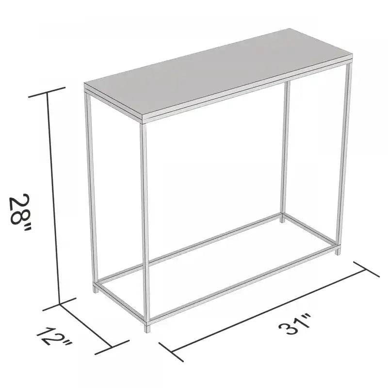 31 Modern Console Table - White With Silver Metal