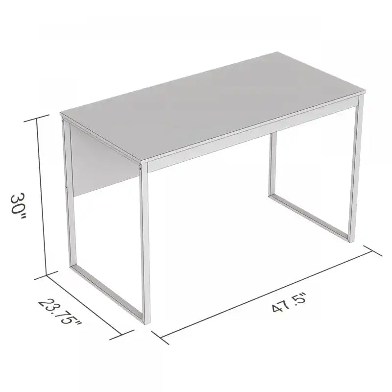 47 Computer Desk - Dark Taupe With Black Metal Base