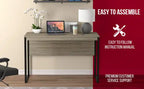 Bureau informatique 47 po - Taupe foncé avec base en métal noir