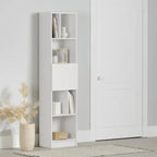 Bibliothèque étroite à 5 étagères - Blanc pur