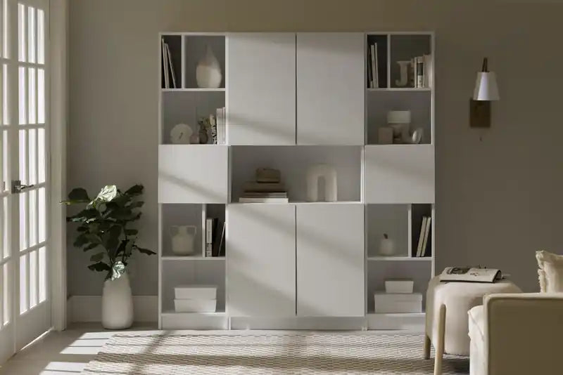 5-Shelf Narrow Bookcase - Pure White