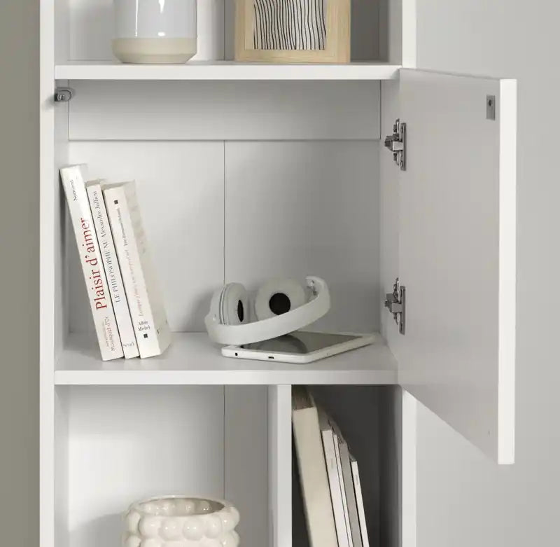 5-Shelf Narrow Bookcase - Pure White