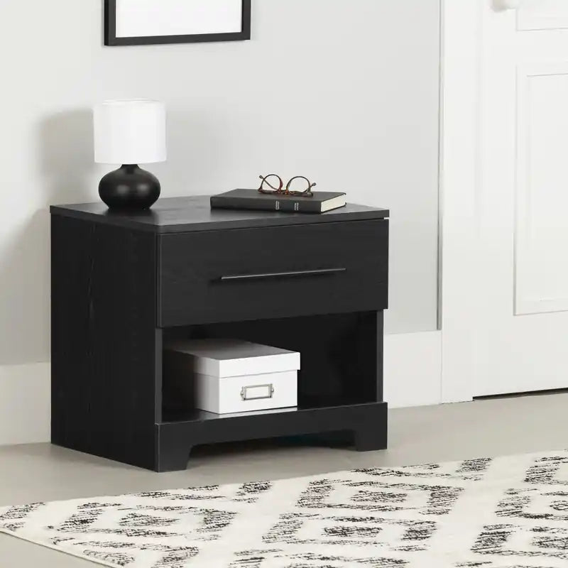 1-Drawer Nightstand - Black Oak