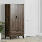 Armoire de rangement avec portes et tiroirs - Noyer naturel