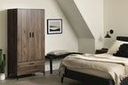 Armoire de rangement avec portes et tiroirs - Noyer naturel