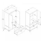 Armoire de rangement avec portes et tiroirs - Noyer naturel