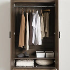 Armoire de rangement avec portes et tiroirs - Noyer naturel