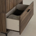 Armoire de rangement avec portes et tiroirs - Noyer naturel