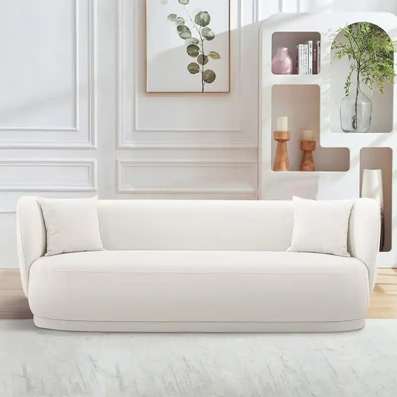 Contemporary Linen Weave 92.52 Sofa with Pillows - Wheat