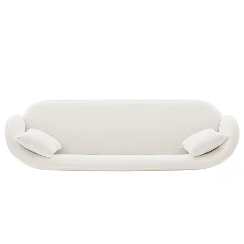 Contemporary Linen Weave 92.52 Sofa with Pillows - Wheat