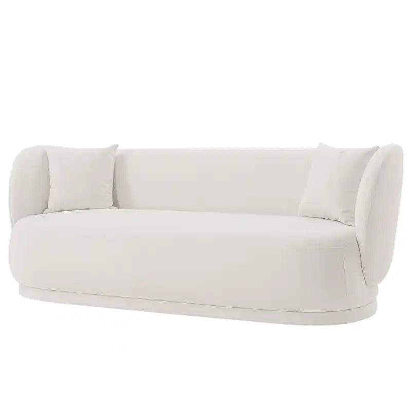 Contemporary Linen Weave 92.52 Sofa with Pillows - Wheat