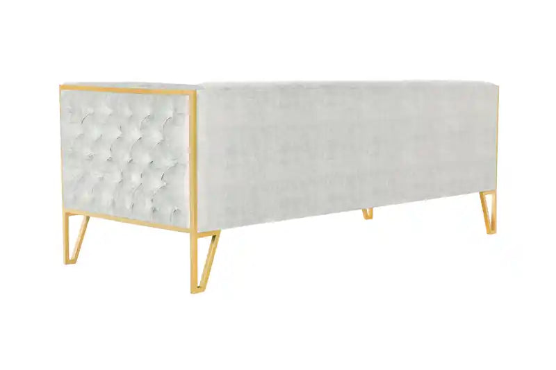 81.5 Velvet Sofa - Grey & Gold