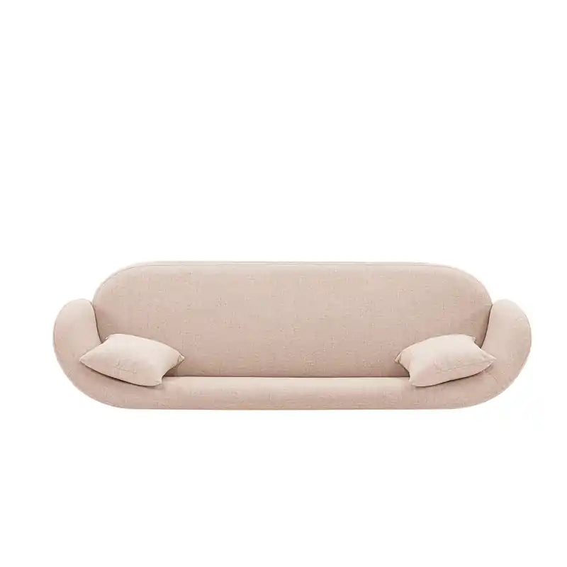 Contemporary Linen Weave 92.52 Sofa with Pillows - Wheat